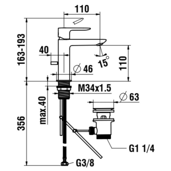 Laufen Cityplus Einhebelmischer mit Eco+ & Ablaufgarnitur, Ausladung 10cm, chrom