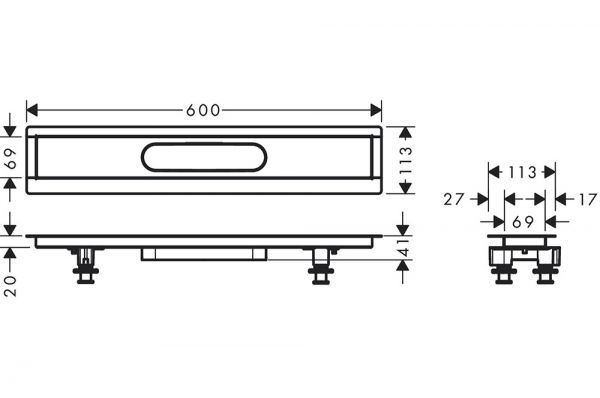 Hansgrohe RainDrain Installationsset 60cm, für Duschrinnen Fertigsets