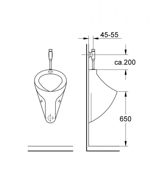 Grohe Rondo Urinal-Druckspüler mit integrierter Vorabsperrung, chrom