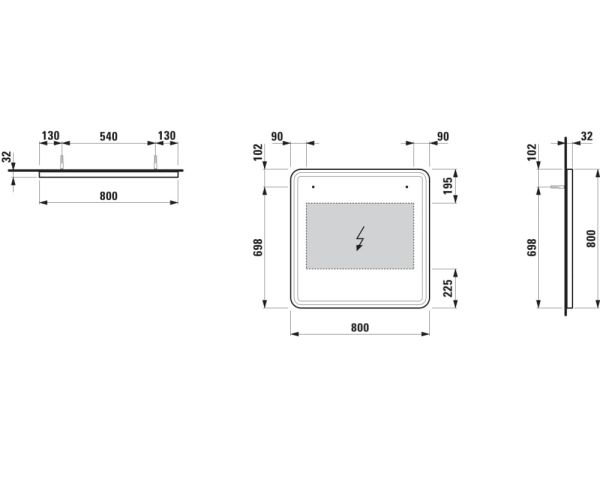 Laufen Base 2.0 Spiegel 80x80cm mit umlaufender LED-Beleuchtung, schwarz matt