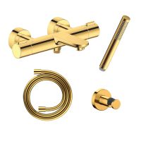 Duravit Wave Aufputz Wannenthermostat-Set inkl. Handbrause, Schlauch & Halter, gold
