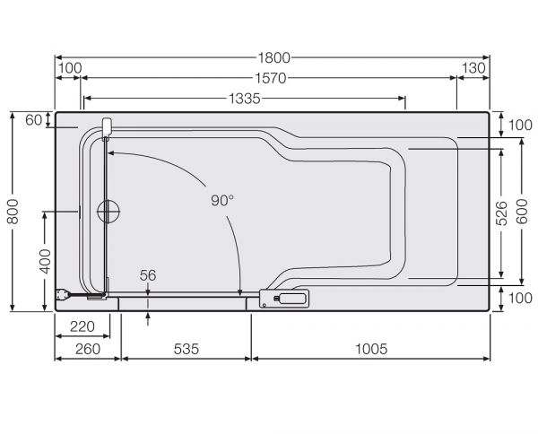 Artweger Twinline 2 Duschbadewanne mit Wannentür 180x80cm, weiß