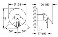 Vorschau: Grohe Eurostyle Einhand-Brausebatterie, offener Hebelgriff, moon white