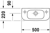 Vorschau: Duravit D-Code Handwaschbecken rechteckig 50x22cm, mit 1 Hahnloch rechts, mit Überlauf, weiß 0706500008