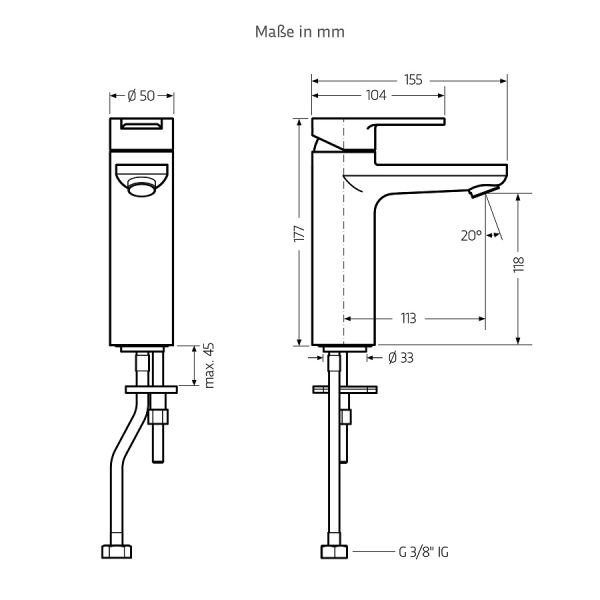 WimTec PROOF E3 - HDK Kaltwasser-Waschtischarmatur, chrom
