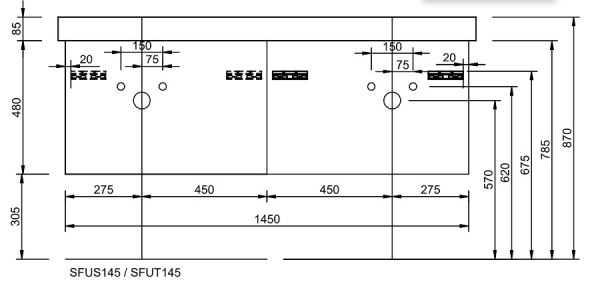 Burgbad Sys30 Waschtischunterschrank 145cm zu Catalano Zero Up 150ZEDUP, Griffleiste in chrom