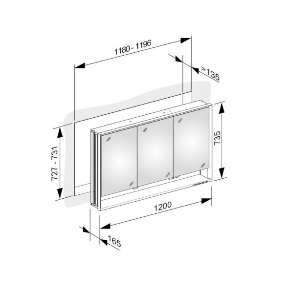 Keuco Royal Lumos Spiegelschrank für Wandeinbau 120x73,5cm