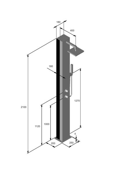 Ideal Trinidad Solardusche mit Kopf- und Handbrause, Befestigung mit Bodenflansch, edelstahl