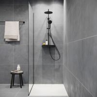 Vorschau: Duravit ShowerSystem Duschsystem mit Thermostat, Ablage, schwarz matt