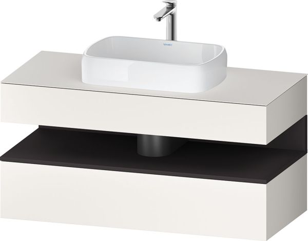 Duravit Qatego Unterschrank für Aufsatzbecken 120x55cm in weiß supermatt , mit offenem Fach in graphit supermatt Antifingerprint QA4732