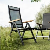 KETTLER BASIC PLUS Multipositionssessel mit Armlehne aus Teak-Holz, anthrazit