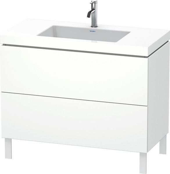 Duravit L-Cube c-bonded Set bodenstehend 100x48cm, Vero Air Waschtisch, 2 Schubladen, mit Hahnloch, weiß, LC6938O1818