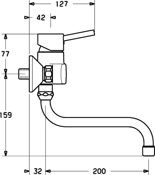 Hansa Hansavantis Style Spültisch-Einhand-Wandbatterie, Pinhebel, schwenkbar, chrom