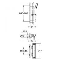 Vorschau: Grohe Grohtherm 2000 Thermostat-Brausebatterie mit Brausegarnitur Power&Soul, chrom