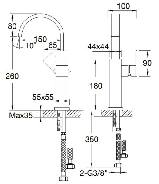 Steinberg Serie 135 Waschtisch-Einhebelmischer ohne Ablaufgarnitur, Ausladung 150mm, chrom