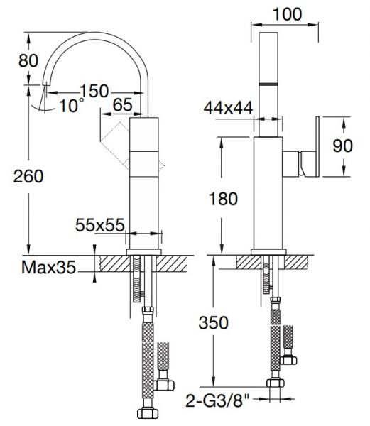 Steinberg Serie 135 Waschtisch-Einhebelmischer ohne Ablaufgarnitur, Ausladung 150mm, schwarz matt