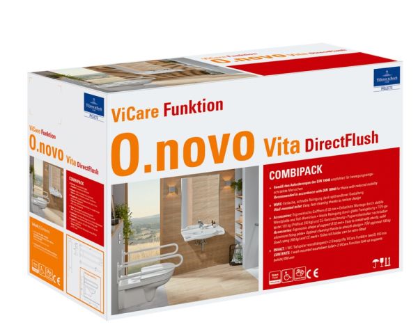 Villeroy&Boch ViCare Wand-WC mit DirectFlush, Abgang waagrecht, Combi-Pack, weiß 460182011