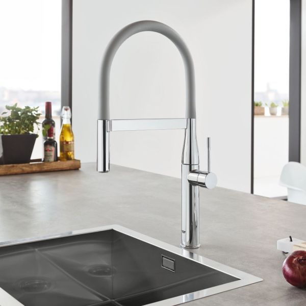Grohe Essence Küchenarmatur mit Profibrause 30294000 chrom Auslauf grau 30321XC0