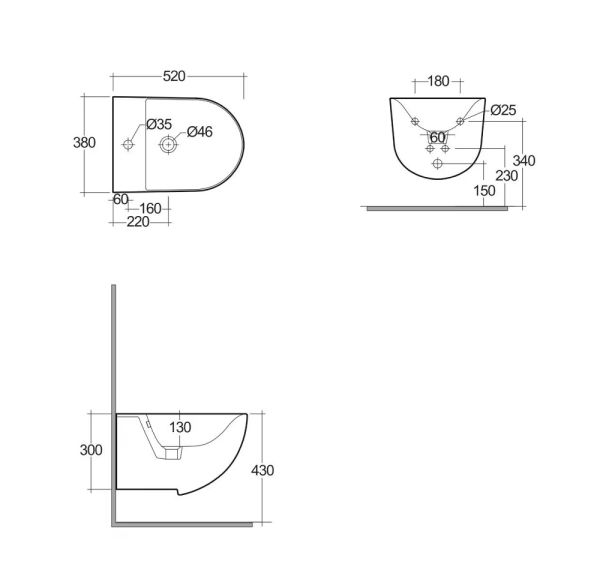 Kludi RESA D Wand-Bidet 52cm, weiß