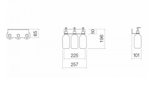 Alape Assist Duschablage mit 3 Seifenspendern, mattschwarz pulverbeschichtet AS.225.LO3