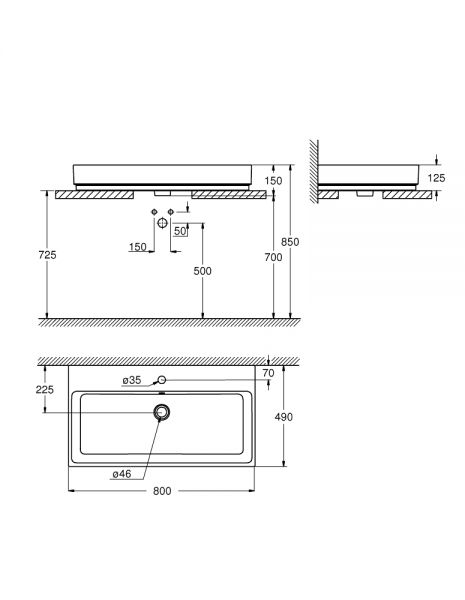 Grohe Cube Keramik Aufsatzwaschtisch 80x49cm, weiß PureGuard