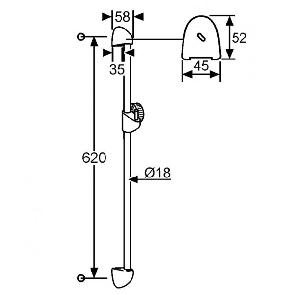 Kludi Standard Wandstange 60cm, chrom