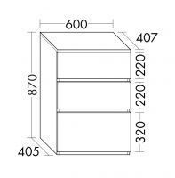 Vorschau: Burgbad Lin20 Unterschrank mit 3 Auszüge, bodenstehend, 60x40,7cm USIW060F5351