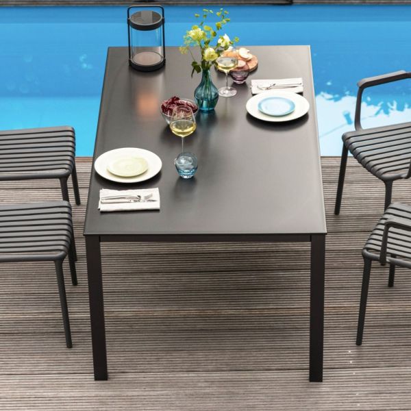 KETTLER LAGO Dining-Set mit CUBIC Dining-Tisch KETTALUX® Platte 160 x 95 cm, grau/anthrazit