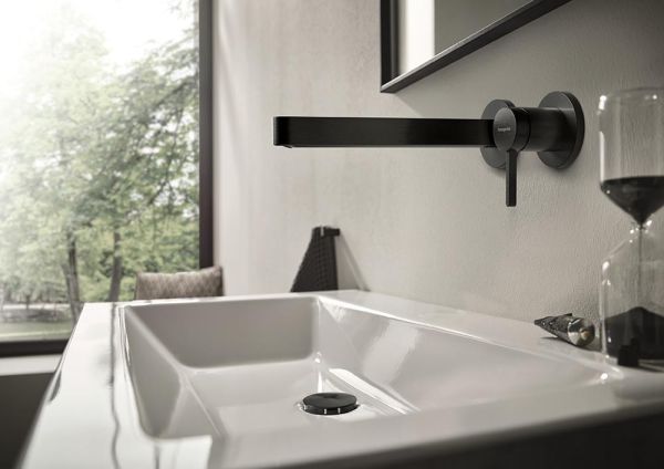 hansgrohe Finoris Waschtischarmatur 22,5cm, Wandmontage, brushed black chrome