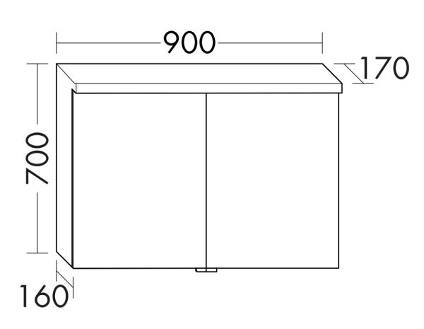 Burgbad Lin20 Spiegelschrank mit horizontaler LED-Beleuchtung und 2 Spiegeltüren, dimmbar, 90x70cm SPQK090F5351