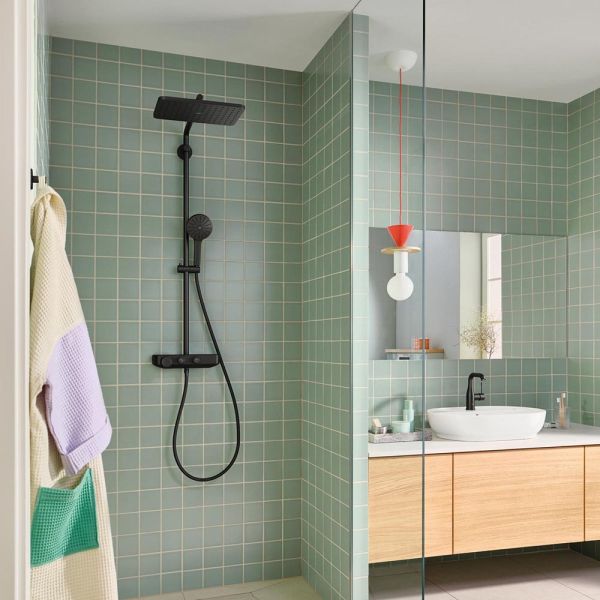 Grohe Vitalio Joy+ SmartControl System 350x230 Mono Duschsystem mit Thermostat, schwarz matt