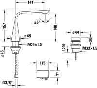 Vorschau: Duravit D.1 2-Loch Elektronikarmatur M mit Einbaunetzteil, chrom D11100008010