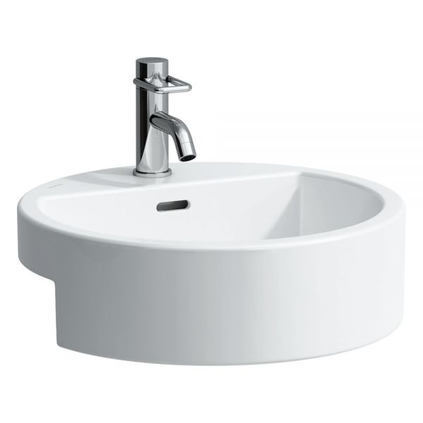 Laufen Living City Halbeinbauwaschtisch mit Überlauf 46x46cm, weiß H8134310001041