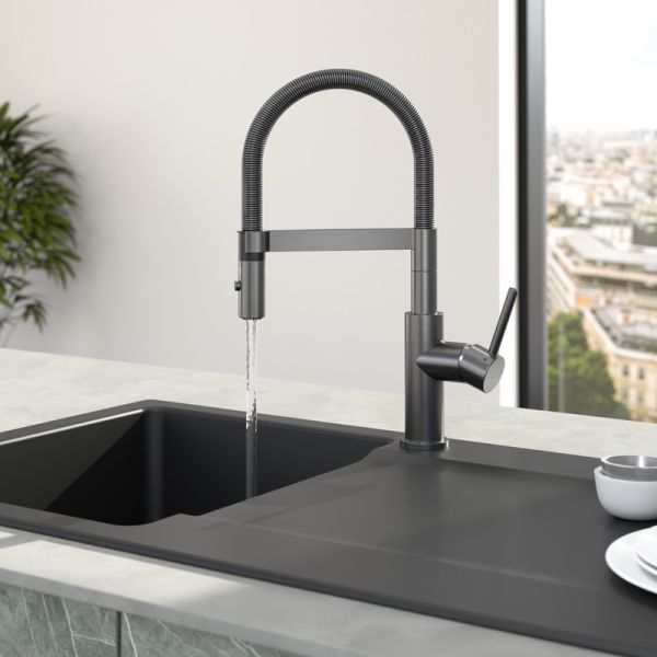 Villeroy&Boch Steel Expert Compact Küchenarmatur aus Edelstahl, anthracite 92730005