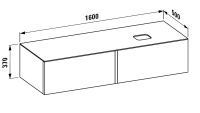 Vorschau: Laufen IL BAGNO ALESSI ONE Schubladenelement 1600, Ausschnitt rechts, zu Waschtisch, techn. Zeichnung