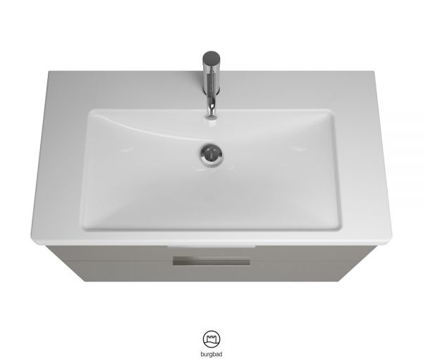 Burgbad Eqio Badmöbel-Set 93cm, Spiegelschrank, Keramik-Waschtisch und WT-Unterschrank