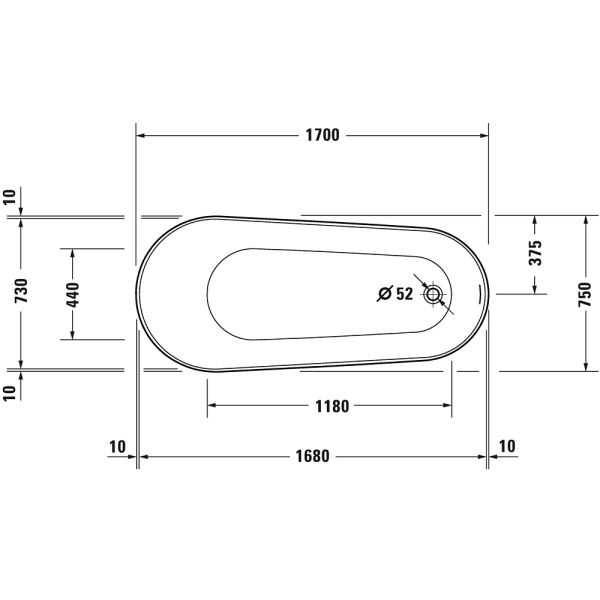 Duravit DuraFaro freistehende ovale Badewanne 170x75cm, weiß 700567000000000