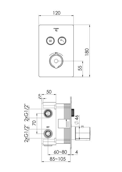 Steinberg Serie 390 Fertigmontageset für Unterputzthermostat