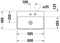 Vorschau: Duravit DuraSquare Waschtisch 60x40cm, ohne Hahnloch, mit nicht verschließbarem Ablaufventil, Ausführung kurz, weiß 2356600070