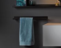 Alape Assist Ablage mit Handtuchhalter links, schwarz matt pulverbeschichtet