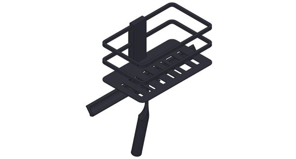 Giese Piano Duschkorb mit Haken und Glasabzieher zum Kleben oder Schrauben, abnehmbar, schwarz matt