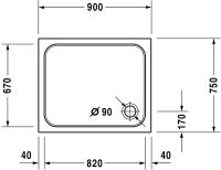 Vorschau: Duravit D-Code Duschwanne rechteckig 75x90cm, Sanitäracryl, weiß