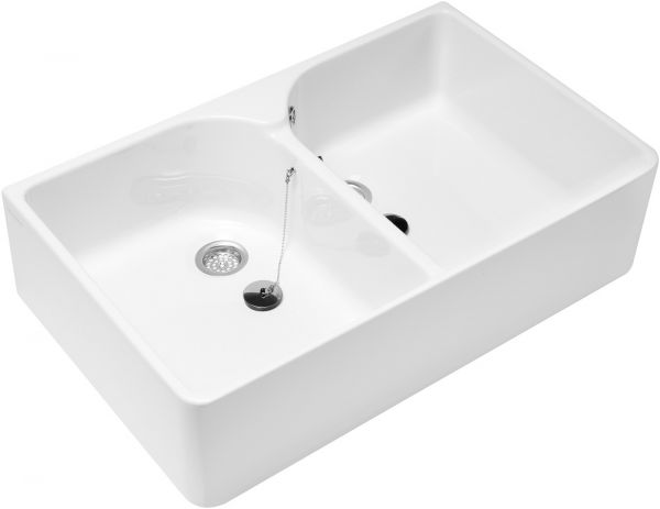 Villeroy&Boch O.Novo Doppelspülbecken mit Überlauf 89,5x22x55cm, weiß