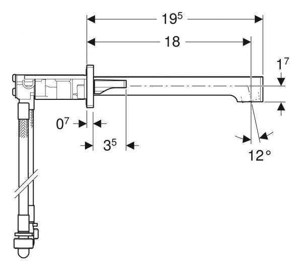 Geberit ONE Waschtischarmatur eckiges Design, Wandmont., Zweigriffmischer, f. UP-Funktionsbox, chrom