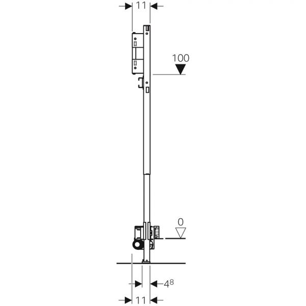 Geberit Duofix Element für Dusche, 130cm, mit Wandablauf, UP-Wandarmatur, 65–90mm