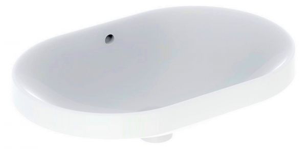 Geberit VariForm Einbauwaschtisch mit Überlauf, Unterseite glasiert, elliptisch, Breite 60cm, weiß 500729012