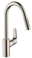 Hansgrohe Focus M41 Einhebel-Küchenmischer 240 mit Ausziehbrause und sBox, edelstahl finish