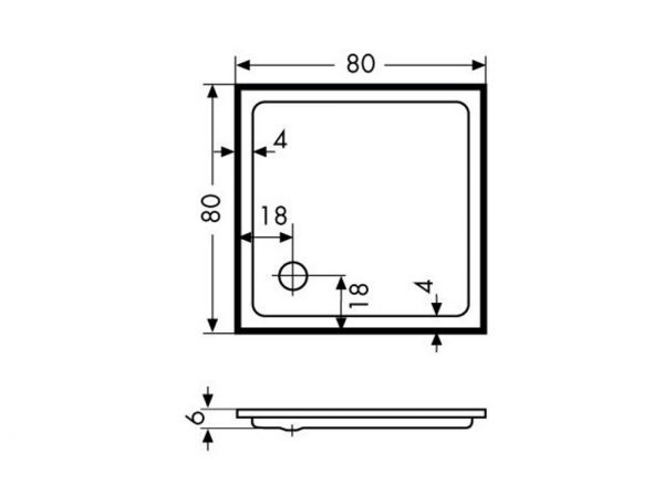 Polypex F 80 Duschwanne 80x80x6cm