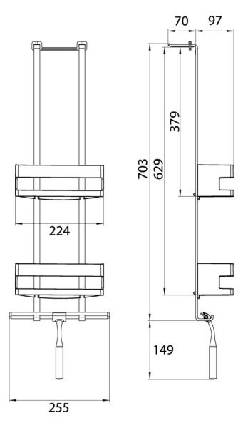 emco system 2 Türetagere mit 2 Körben & Duschwischer, chrom