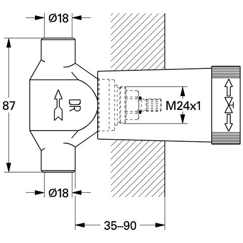 Grohe Unterputz-Ventil-Unterteil DN20, mit vormontiertem Oberteil 3/4'', Lötanschluss Ø18mm